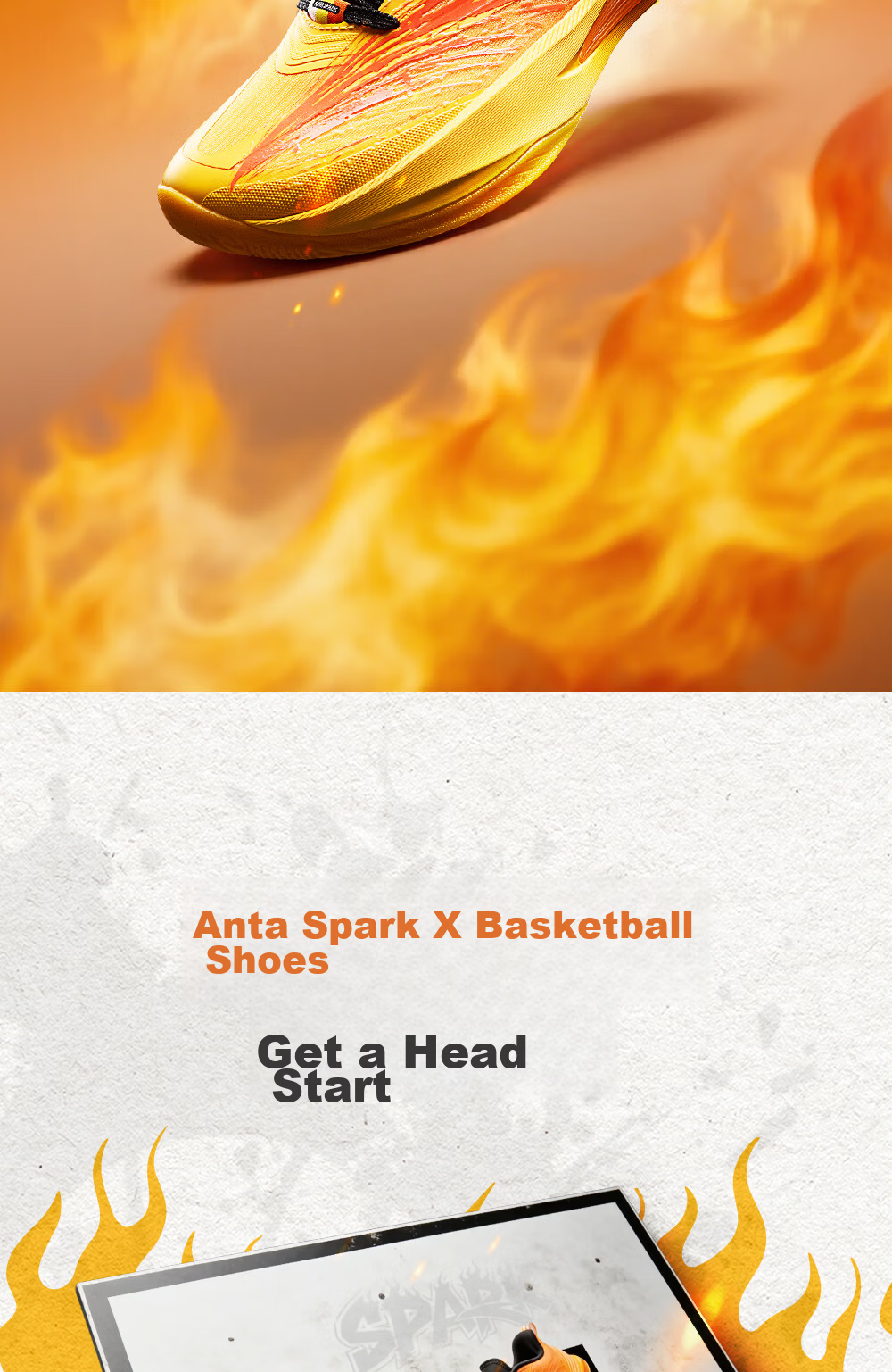 Anta Kids Boys Sports Shoes 2026 Durable Professional Competition Spark X Basketball Shoes 312631106 12